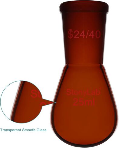 stonylab Amber Borosilicate Glass 100 ml Heavy Wall Single Neck Recovery Flask with 24/40 Outer Joint, Ideal for Rotary Evaporation, Distillation, and Lab Applications in Saudi Arabia