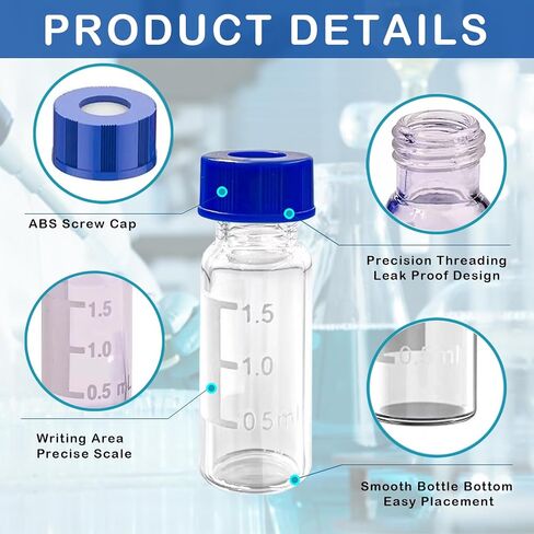 9-425 أغطية خيط المسمار مع septa ، 9 مم HPLC CAPES Autosampler CAP ، أغطية البول برغي البولي بروبيلين الأزرق مع PTFE RED/SILICONE WHITE SEPTA ، 100 PCS/PK in Kuwait