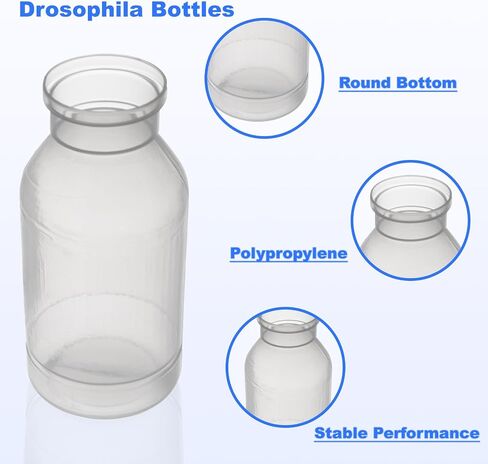Biologix Drosophila Bottles, Drosophila Stock Bottles, Polypropylene(PP), Tray Packaging, Round Bottom, 227 ml, Case of 100 in Kuwait