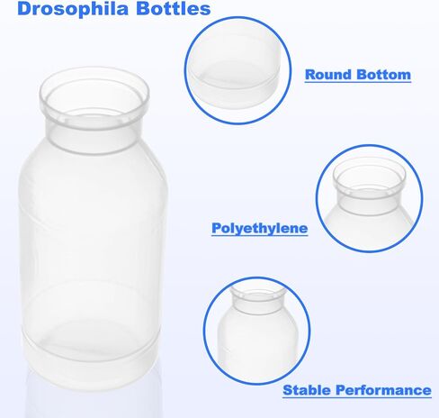 زجاجات Biologix Drosophila ، زجاجات مخزون ذبابة الفاكهة ، البولي بروبيلين (PP) ، عبوات الدرج ، أسفل الجولة ، 227 مل ، حالة 100 in Saudi Arabia