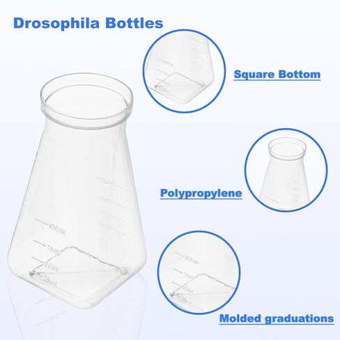 177 ml Drosophila Bottles, Polypropylene, Tray Packaging Drosophila Stock Bottles, Square Bottom, Case of 200 in Kuwait