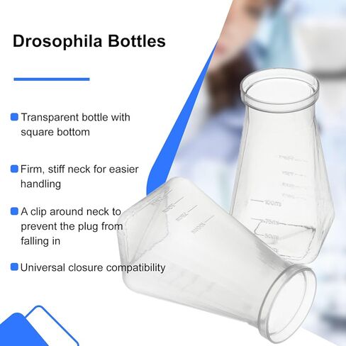 177 ml Drosophila Bottles, Polypropylene, Tray Packaging Drosophila Stock Bottles, Square Bottom, Case of 200 in Kuwait