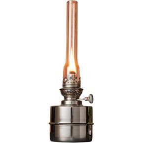 Oil Lamp - 15.5" Decorative Lamp with Antique-Style Glass Body and Brass Accents - Large Kerosene Lantern with Adjustable Wick - Oil Lamps for Indoor Use by Kings County Tools (Blue) in Kuwait