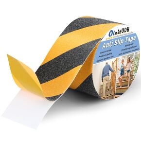 Non Slip Safety Grip Tape for Stairs Steps 2 in x 60Ft Non Skid Tread High Traction Friction, Black Yellow Strong Grip Abrasive Adhesive Hazard Caution Tape in Saudi Arabia