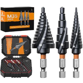 3pcs مجموعة بتات بتخطي خطوة unibit (1/4 "-7/8") ، M35 cobalt ، tialn مطلية بالمتانة الفائقة ، حفر المخروط الحلزوني للفولاذ المقاوم للصدأ ، الصفائح المعدنية ، الألومنيوم والبلاستيك in Saudi Arabia