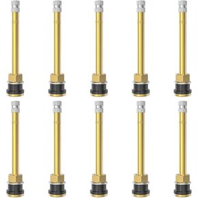 10 Piece TR545D 60 Degree Valve Stems for Commercial Vehicles. Fits 0.382"+0.0118" Valve Hole Dia, Length 3.78'', Nickel-Plated Brass, Silver in Kuwait