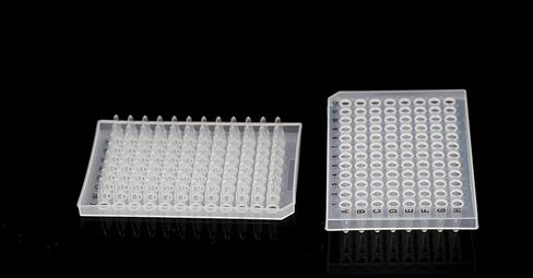 4E's USA 50PCS PCR 96-Gell Plate ، 0.2 مل ، شبه متخطى ، شفاف ، ترميز أبجدي أسود ، حزمة من 10 ، 5 أكياس in Saudi Arabia