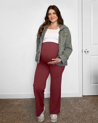 G4Free BareFeel Maternity Dress Yoga Pants Over The Belly Stretchy Work Slack Pregnancy Wide Leg Lounge Trousers in Saudi Arabia
