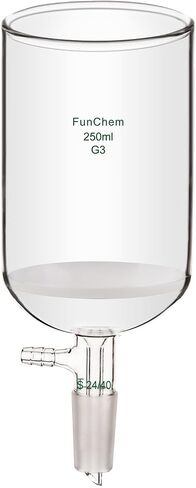 Funchem Buchner Filtering Fairnel مع Fine Frit (G3) ، قمع BoroSilicate Glass Buchner مع أنابيب مفصل داخلي وتفتت متكافئ 24/40 ، سعة 250 مل in Kuwait