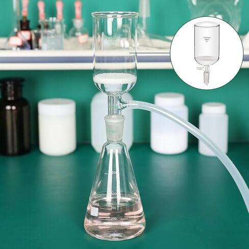 Funchem Buchner Filtering Fairnel مع Fine Frit (G3) ، قمع BoroSilicate Glass Buchner مع أنابيب مفصل داخلي وتفتت متكافئ 24/40 ، سعة 250 مل in Kuwait