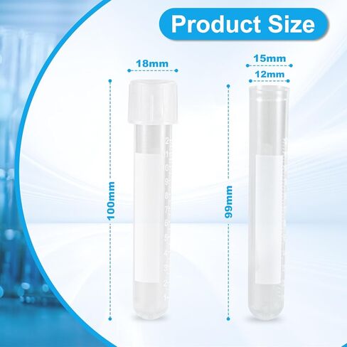 Culture Tube, 14ml Sterile Culture Tube with Dual Position Cap, 17×100mm, Graduation, Polypropylene, Pack of 50 in Kuwait
