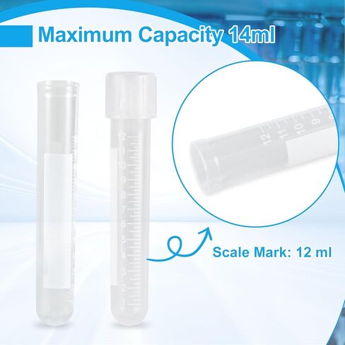 Culture Tube, 14ml Sterile Culture Tube with Dual Position Cap, 17×100mm, Graduation, Polypropylene, Pack of 50 in Kuwait
