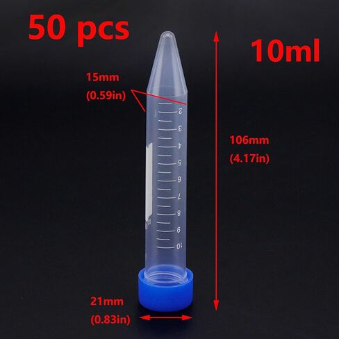 Antrader Centrifuge Tubes 10mL,Conical Tubes Sterile 50 PCS with Screw Caps,Plastic Container with with Graduated and Write Marks(Blue) in Saudi Arabia