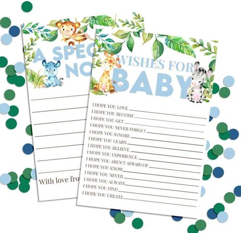 Amanda Creation Little Deer Woodland Boy Baby Wishes Cards 20 ، 4 "x6" - تذكار رائع ونشاط ممتع للاستحمام للأطفال - تمنيات التذاكر بالأجيال الأخيرة - ملء البطاقات على الوجهين in Saudi Arabia