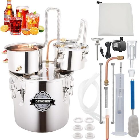 Alcohol Still 13.2 Gallon 3 Pots Shine Still Distillery Kit for Alcohol Stainless Copper Tube Complete with Thumper Keg Water Pump Thermometer Airlock Brew Bag Proof Alcoholmeter Test Kit in Saudi Arabia