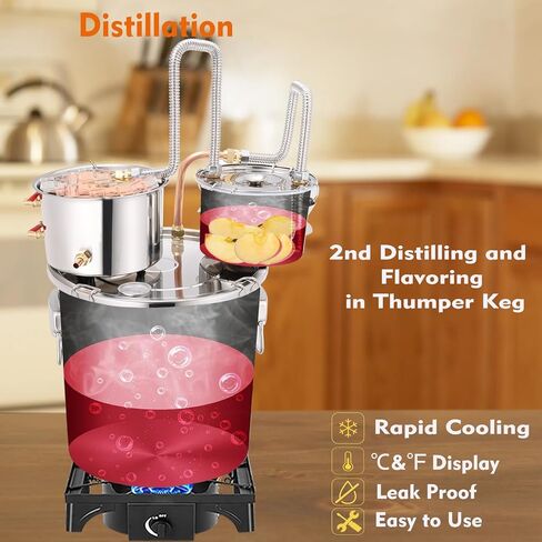 Alcohol Still 13.2 Gallon 3 Pots Shine Still Distillery Kit for Alcohol Stainless Copper Tube Complete with Thumper Keg Water Pump Thermometer Airlock Brew Bag Proof Alcoholmeter Test Kit in Saudi Arabia
