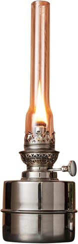 Oil Lamp - 15.5" Decorative Lamp with Antique-Style Glass Body and Brass Accents - Large Kerosene Lantern with Adjustable Wick - Oil Lamps for Indoor Use by Kings County Tools (Blue) in Kuwait