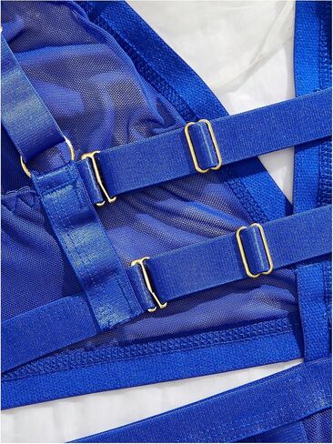 OYOANGLE Women's Plus Size One Piece Teddy Lingerie Sheer Mesh V Neck Garter Belt Babydoll Bodysuits in Saudi Arabia