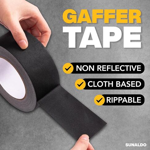 شريط Gaffers ، قبضة قوية ، سهلة التمزق ، شريط أرضية مهنية خالية من البقايا للحبال الكهربائية ، اللامع غير العاكسة ، مقاومة للطقس (حزمة واحدة ، أسود ، 2 "× 30 ياردة) in Saudi Arabia