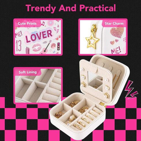 Travel Jewelry Case, Small Jewelry Box with Friendship Bracelet, Taylor Merch Gift for Girls Daughter Sister Friends, Graduation Birthday Gift, Eras in Saudi Arabia