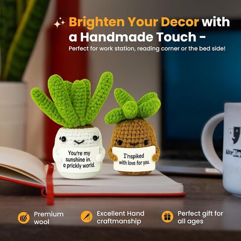 Altrego المصنوعة يدويًا الكروشيه الدعم العاطفي CACTUS CREW AMIGURUMI DOLLS زوج ، ديكور المنزل ، Stocking Stuffer in Saudi Arabia
