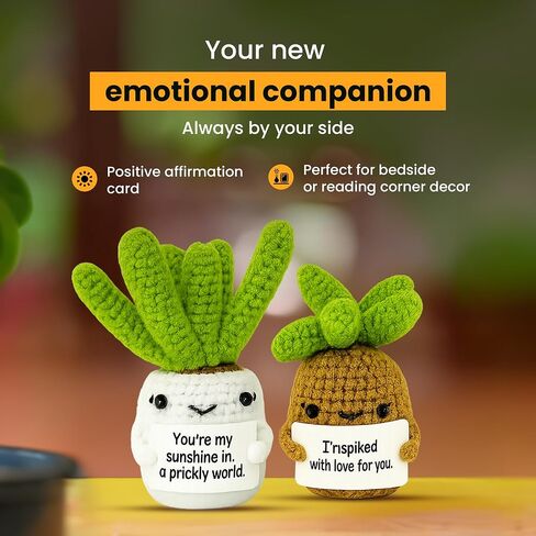Altrego المصنوعة يدويًا الكروشيه الدعم العاطفي CACTUS CREW AMIGURUMI DOLLS زوج ، ديكور المنزل ، Stocking Stuffer in Saudi Arabia