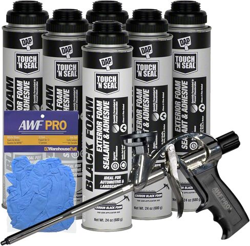 DAP Touch N Seal Seal Seal Spray Foam Sealant for RV ، Pond ، Waterfall & Landscape - مقاومة للأشعة فوق البنفسجية ، فئة A مصنفة ، مقاومة للماء ، لاصق البولي يوريثان مع قفازات AWF Pro ومسدس الرغوة (حزمة من 3) in Kuwait
