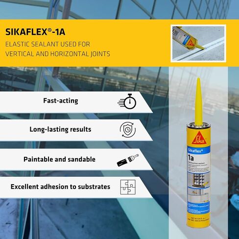 Sikaflex 1A Kit - مكون واحد ، مرن ، غير SAG ، الخرسانة البولي يوريثان ومسربات البناء للأسطح الرأسية والأفقية ، Sikaflex 1A 10 أونصة (الحجر الجيري ، حزمة 12) in Kuwait