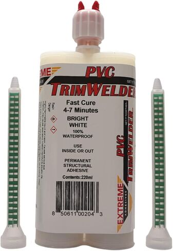 PVC Trimwelder Fast Cure 50 ML خرطوشة و 2 خلاطات QWIK ، لن يكون الرغوة أو الجري أو بالتنقيط ، جاهزة في 10 إلى 30 دقيقة ، لزوجة متوسطة وأبيض خالي من المذيبات in Kuwait