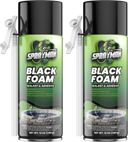 Black Waterfall Foam Sealant - (2x12oz) Expanding Polyurethane Pond Foam Sealer, UV Resistant, Water Proof Spray for Landscape & Exterior, Straw Use, 2 Pack in Saudi Arabia