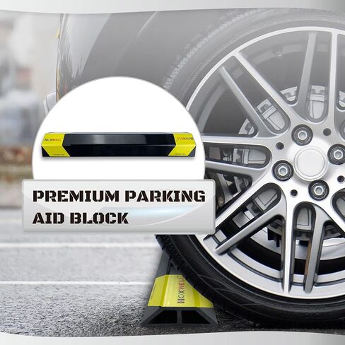 2 Pcs 18'' Parking Car Wheel Stopper for Garage with 2 Installation Methods, Heavy Duty Tire Stops with Reflective Tapes, Car Parking Aids for Garage, Easy to Install in Kuwait