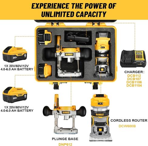 حالة صلبة لجهاز التوجيه DeWalt - حقيبة أدوات لـ DeWalt 20V Max XR Cordless Tower Tool ، صندوق مضاد للماء ومربع صدمية لـ Dewalt Router DCW600B | قاعدة اندفاع DNP612 | البطارية والشاحن (حالة فقط) in Kuwait