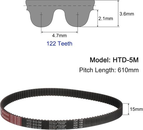 حزام توقيت المطاط Uxcell HTD-5M 135 أسنان ، طوله 675 مم × عرض 15 مم × 3.6 مم ، حزام توقيت بكرة حلقة مغلقة in Kuwait