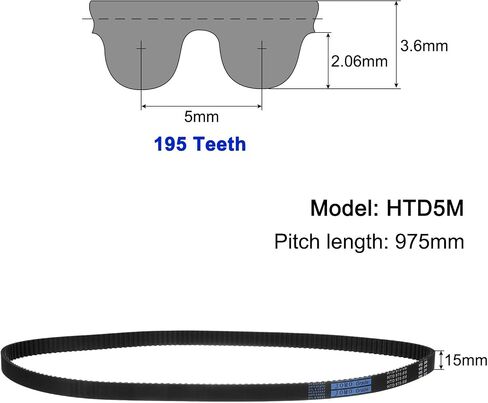 حزام توقيت المطاط Uxcell HTD-5M 135 أسنان ، طوله 675 مم × عرض 15 مم × 3.6 مم ، حزام توقيت بكرة حلقة مغلقة in Kuwait
