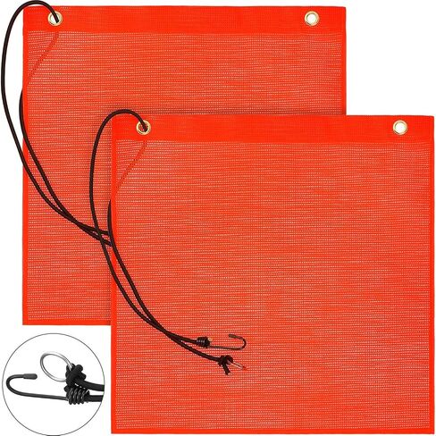 Patelai 2 Pcs 18 x 18 Inch Safety Flags Warning Flag Mesh Bungee Safety Weather-Proof Warning Flag with Grommets and Bungee Cord in Kuwait