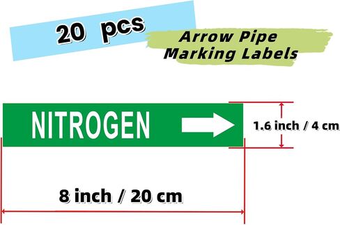 Pipe Flow Markers Label Stickers with Arrows 20 Packs 1-3/5 x 8 Inch Self-Stick Pipe Identification Marking Labels, Compressed Air Left-Pointing Arrow, Black on Yellow in Kuwait
