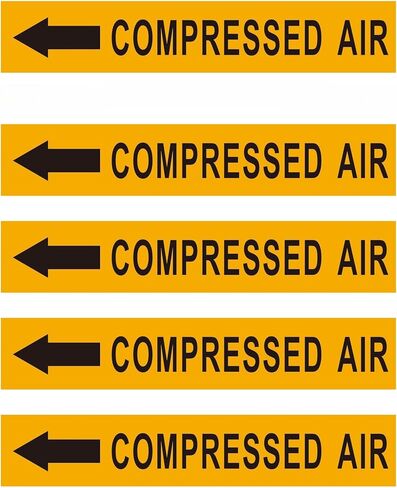 Pipe Flow Markers Label Stickers with Arrows 20 Packs 1-3/5 x 8 Inch Self-Stick Pipe Identification Marking Labels, Compressed Air Left-Pointing Arrow, Black on Yellow in Kuwait