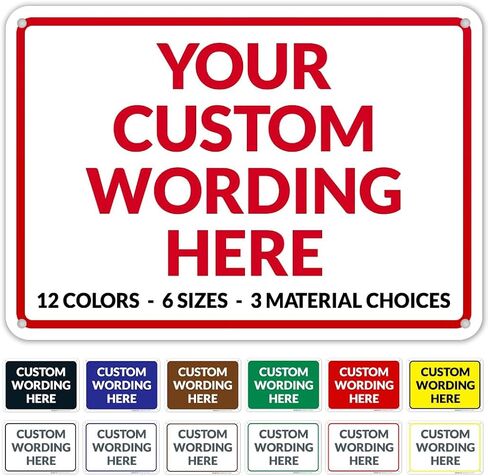 Custom Sign, Personalized Metal Signs, Customize for Office, Business, Workplace, Home, Airbnb, Delivery Red Signs, 10x7 Inches, Rust Free .040 Aluminum, Fade Resistant, Made in USA by Sigo Signs in Saudi Arabia