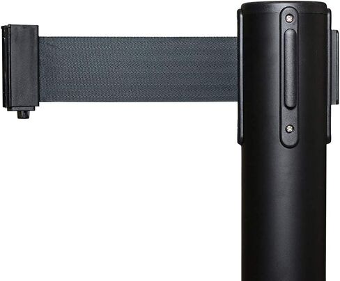 Crowd Control Warehouse CCW Series RBB-100 - Set of 2 Stanchion Retractable Belt Barriers, 11 Foot Black Belt, Black Post - Premium Crowd Control Barriers, Stanchions with Retractable Belts in Saudi Arabia