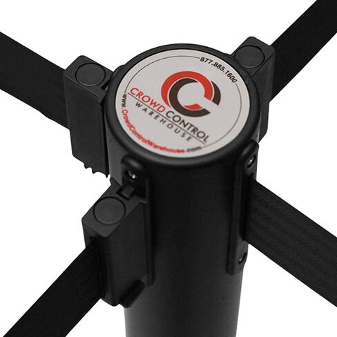 Crowd Control Warehouse CCW Series RBB-100 - Set of 2 Stanchion Retractable Belt Barriers, 11 Foot Black Belt, Black Post - Premium Crowd Control Barriers, Stanchions with Retractable Belts in Saudi Arabia
