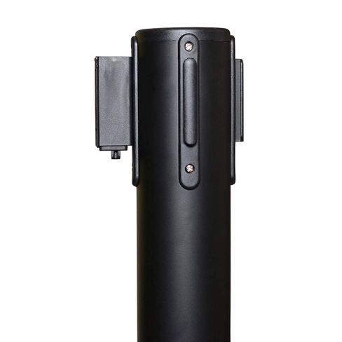 Crowd Control Warehouse CCW Series RBB-100 - Set of 2 Stanchion Retractable Belt Barriers, 11 Foot Black Belt, Black Post - Premium Crowd Control Barriers, Stanchions with Retractable Belts in Saudi Arabia
