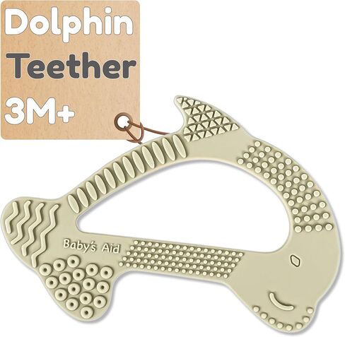 Baby’s Aid Dolphin Silicone Teething Toy, Easy to Hold Baby Teether with 8 Textures for 3+ Months, BPA Free Silicone Teethers for Babies, Soothe Gums, Infant & Toddler Chew Toys, Durable Teething Toys in Saudi Arabia