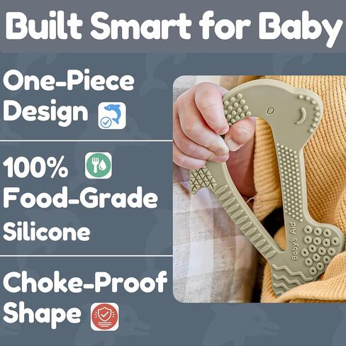 Baby’s Aid Dolphin Silicone Teething Toy, Easy to Hold Baby Teether with 8 Textures for 3+ Months, BPA Free Silicone Teethers for Babies, Soothe Gums, Infant & Toddler Chew Toys, Durable Teething Toys in Saudi Arabia