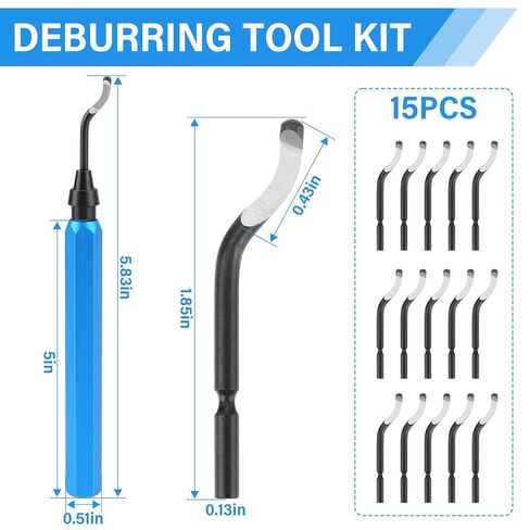 Deburring Tool Set with 15 High Speed Steel Swivel Blades, Deburring Tool Ideal for Metal, Resin, Copper, Plastic, PVC Pipes, 3D Printing Burr Removal Reamer Tool in Saudi Arabia
