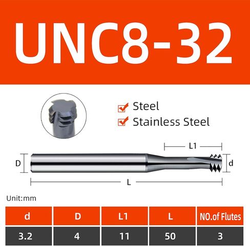 5pcs UNC8-32 CNC خيط الطحن القاطع قطع الخيط الطحن الصنب in Kuwait