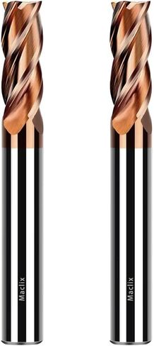 2pcs 1/4" Carbide End Mill Bits Set - 1/4" Diameter, 2-1/2'' Overall Length - 4 Flutes Milling Bits for Alloy Steels, Hardened Steels, Copper, Cast Iron in Saudi Arabia