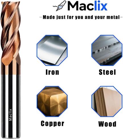 2pcs 1/4" Carbide End Mill Bits Set - 1/4" Diameter, 2-1/2'' Overall Length - 4 Flutes Milling Bits for Alloy Steels, Hardened Steels, Copper, Cast Iron in Saudi Arabia