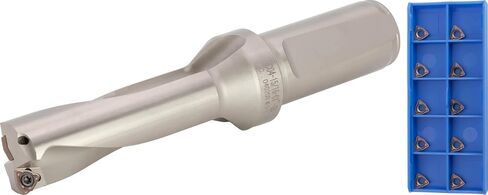 CME Tools Indexable Drill Set, 10 pcs Carbide Inserts, 1 1/8" Drill Diameter, 3 3/8" Drill Depth, Weldon Shank, Coolant Through in Saudi Arabia