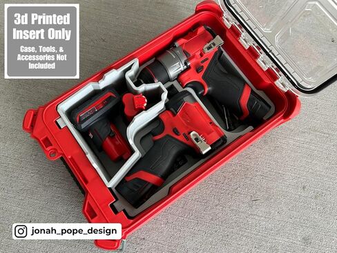 Jonah Pope Design ثلاثي الأبعاد ، إدراج مطبوع مصمم لمنظم Milwaukee Packout و M12 Gen3 Drill/Impact (Insert فقط) (رمادي صناعي) in Kuwait
