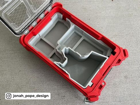 Jonah Pope Design ثلاثي الأبعاد ، إدراج مطبوع مصمم لمنظم Milwaukee Packout و M12 Gen3 Drill/Impact (Insert فقط) (رمادي صناعي) in Kuwait